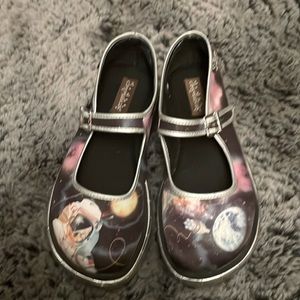 Chocolaticas Mary Janes Size 7 Space Design with Silver platform. New